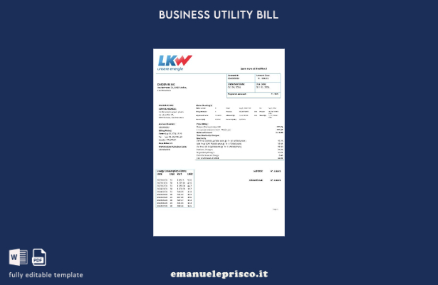 modello di bolletta delle utenze elettriche del Liechtenstein Ische Kraftwerke (